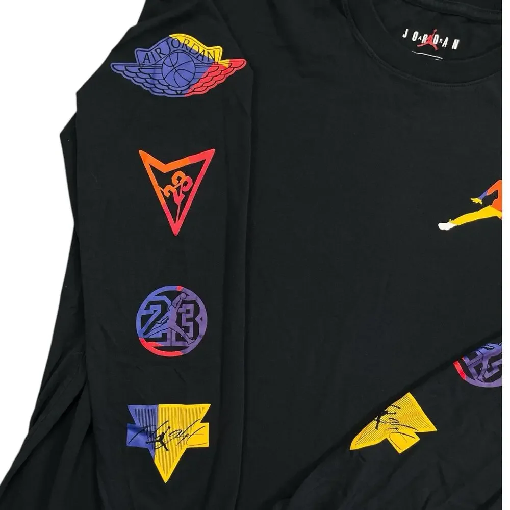 Air Jordan Men’s 2XL Speed To Market 23 Black Long Sleeve Rainbow Graphics
